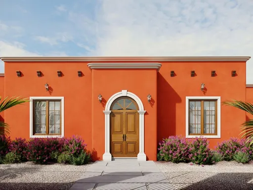 Front facade with beautiful Hacienda design