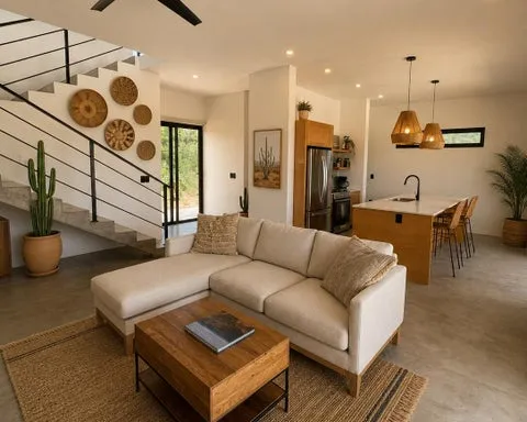 Warm Boho Open-Plan Living Space