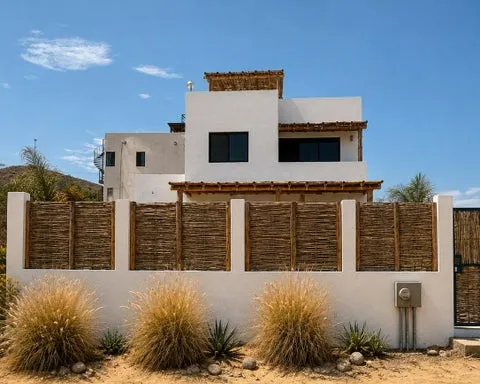 Minimalist Desert House with Reed Fence