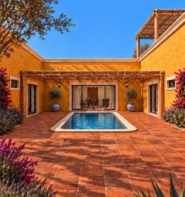 Hacienda-style private pool area
